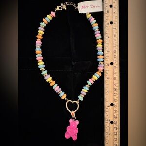 NEW! Betsey Johnson Pink Gummy Bear Beaded Multicolor/Rainbow Candy Necklace